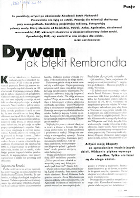 Artykuł Artura Żmijewskiego „Dywan jak Błękit Rembrandta“ 