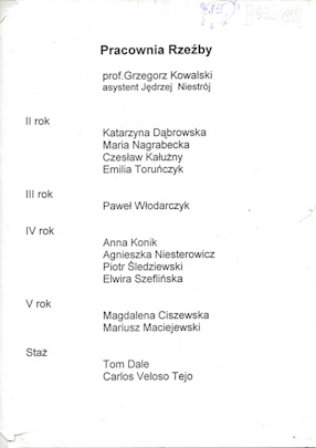 Lista studentów, rok akademicki 1998/99 
