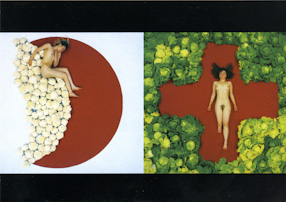 Pocztówka Galerii Zewnętrznej AMS z pracą Katarzyny Kozyry „Więzy krwi“ 