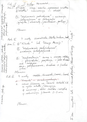 Grzegorz Kowalski, notes to the studio’s program in the academic year 2006/2007 