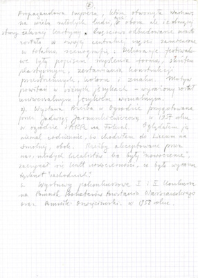 Notatki do krótkiego wystąpienia Grzegorza Kowalskiego, wygłoszonego wobec studentów podczas pleneru w Dłużewie  