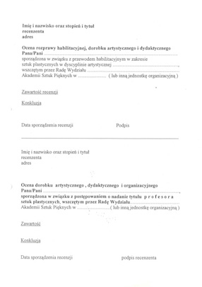 A document concerning the issue of Professor Grzegorz Kowalski’s appointment to be Łukasz Kosela’s thesis advisor during his PhD studiess 