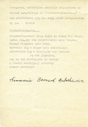 List do Grzegorza Kowalskiego od Waldemara Baraniewskiego 