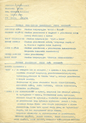 Program na rok akademicki 1983/84 