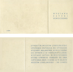 Invitation to the Modern Painting Exhibition, The Lublin Province Museum, 1960 