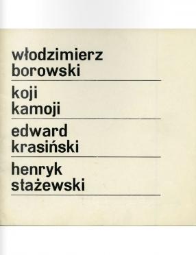 Borowski\\\'s, Kamoji\\\'s, Krasiński\\\'s and Stażewski\\\'s exhibition catalogue, Dom Artysty Plastyka, Warsaw 1979 