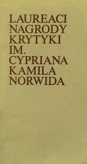 Cyprian Kamil Norwid\\\'s Critics Award winners from 1967 to 1976 exhibition catalogure 